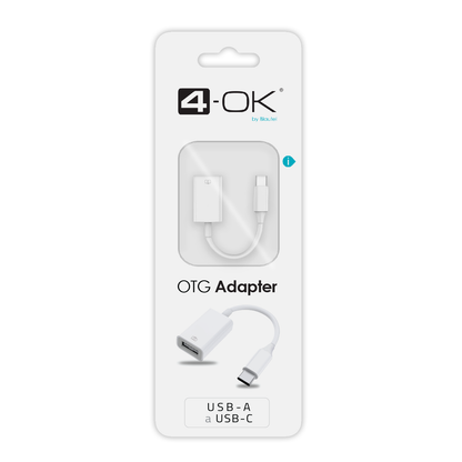 ADAPTADOR 4-OK USB A TO USB C CON CABLE BLANCO